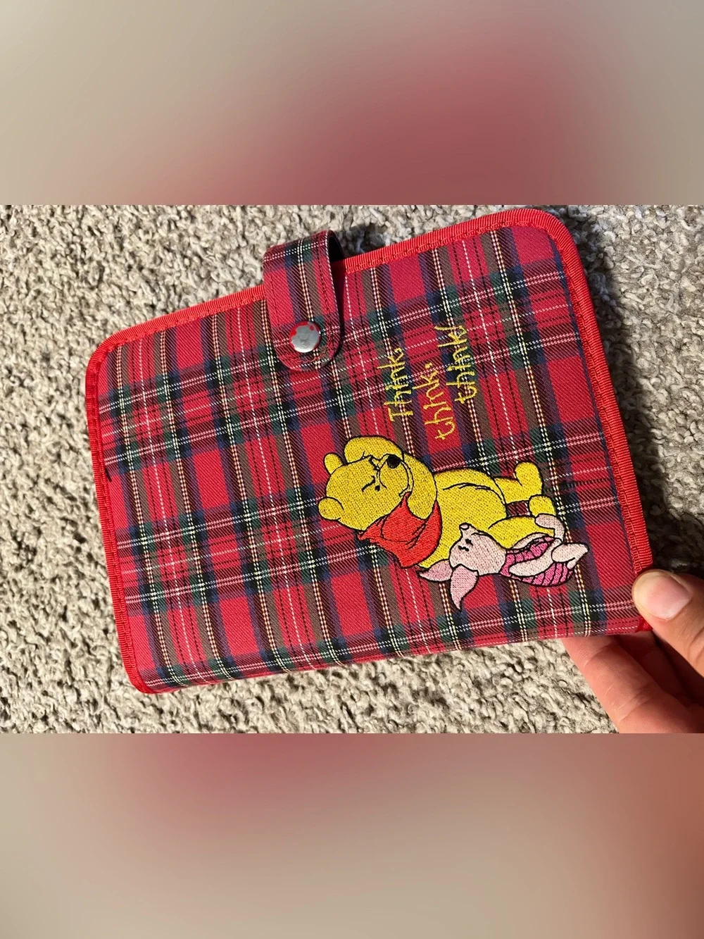 Vintage 1990s Winny the Poo plaid Organizer Never Been used Condition